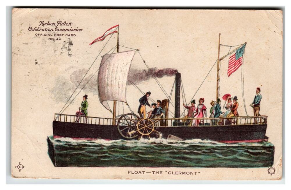 Hudson-Fulton Celebration 1909 Steamboat Clermont Official Postcard No. 44